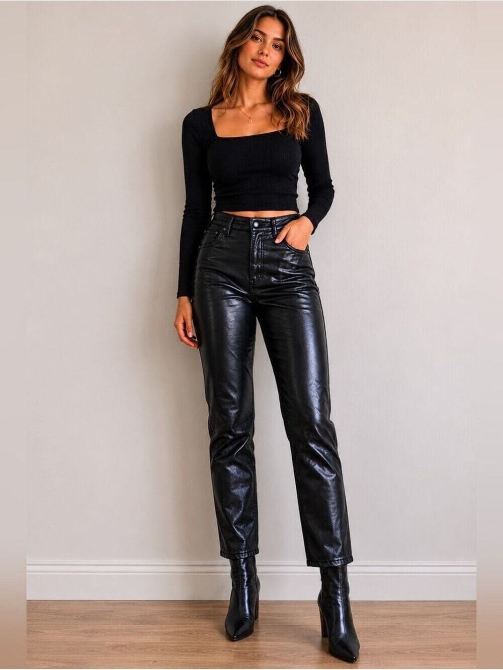 Abercrombie Vegan Leather Pants High Rise Curve Love Skinny Faux Leather Pants 8